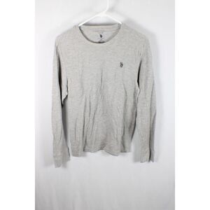 US Polo Assn Men's Thermal Waffle Long Sleeve Lounge Shirt Heather Gray M